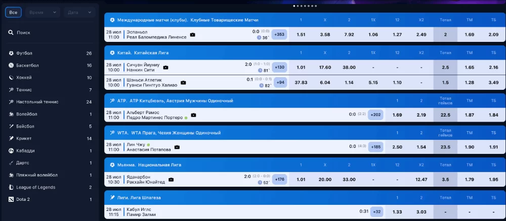 Мобильная версия 1WIN